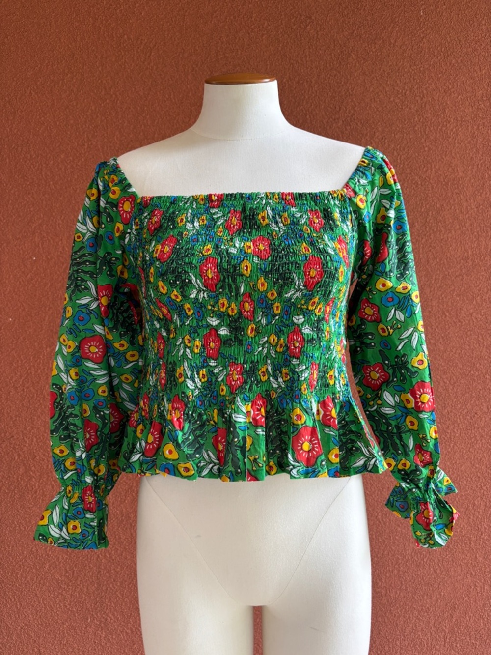 Smocked Casa De Stela Floral Peplum Top